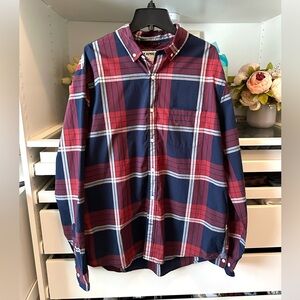 EXPRESS men’s Large button up Plaid shirt NEW WITH TAGS